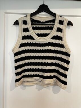 En Creme Black & Cream Striped Knit Tank